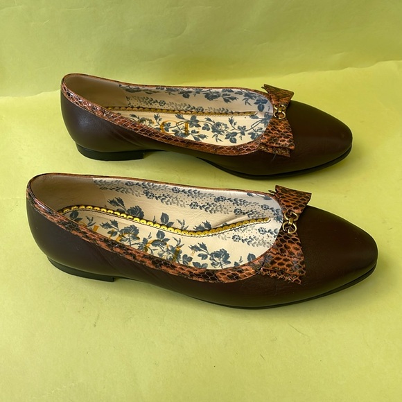 Brown/gold Gucc leather flats with box - Picture 5 of 12